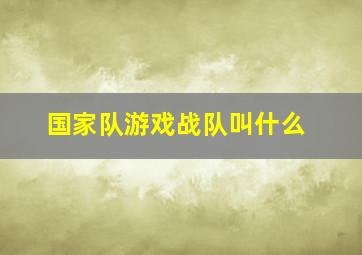 国家队游戏战队叫什么