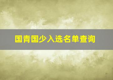 国青国少入选名单查询