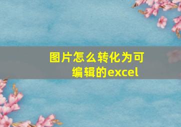 图片怎么转化为可编辑的excel