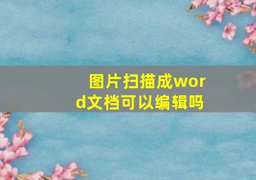 图片扫描成word文档可以编辑吗