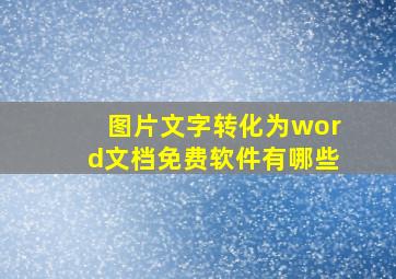 图片文字转化为word文档免费软件有哪些