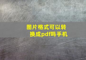 图片格式可以转换成pdf吗手机