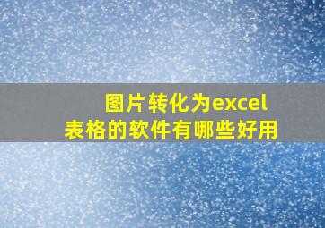 图片转化为excel表格的软件有哪些好用