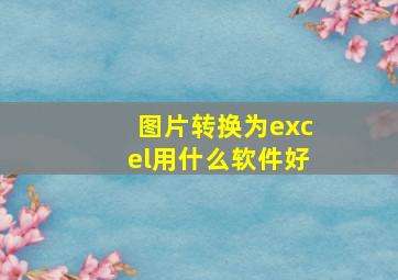 图片转换为excel用什么软件好