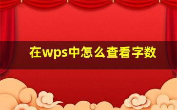 在wps中怎么查看字数