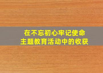 在不忘初心牢记使命主题教育活动中的收获