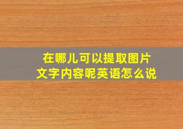 在哪儿可以提取图片文字内容呢英语怎么说