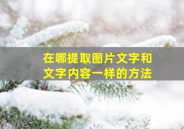 在哪提取图片文字和文字内容一样的方法