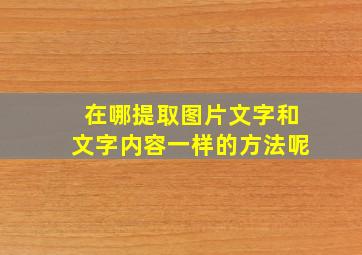 在哪提取图片文字和文字内容一样的方法呢