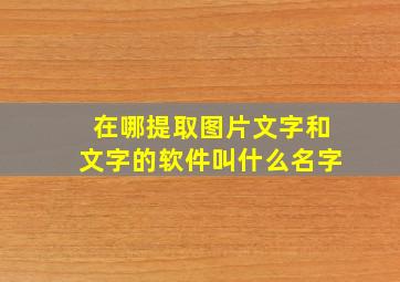 在哪提取图片文字和文字的软件叫什么名字