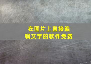 在图片上直接编辑文字的软件免费