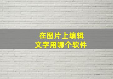 在图片上编辑文字用哪个软件