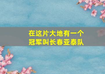 在这片大地有一个冠军叫长春亚泰队