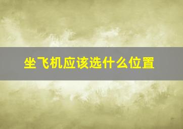 坐飞机应该选什么位置