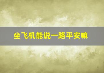 坐飞机能说一路平安嘛