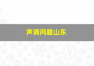 声调问题山东