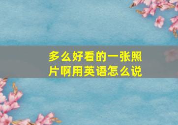 多么好看的一张照片啊用英语怎么说