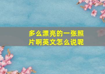 多么漂亮的一张照片啊英文怎么说呢