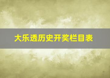 大乐透历史开奖栏目表