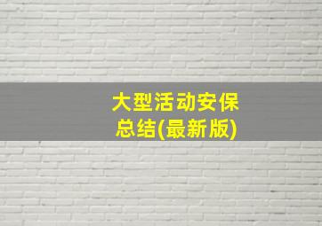 大型活动安保总结(最新版)