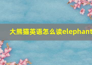 大熊猫英语怎么读elephant