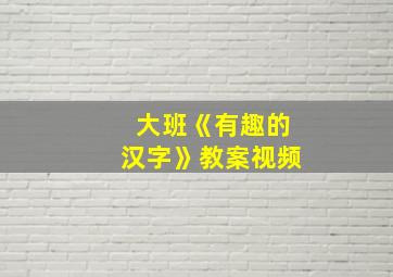 大班《有趣的汉字》教案视频