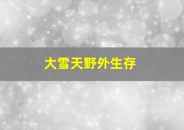 大雪天野外生存