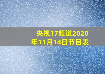 央视17频道2020年11月14日节目表