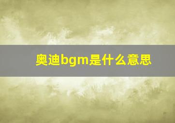 奥迪bgm是什么意思