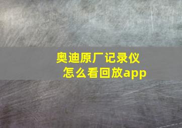 奥迪原厂记录仪怎么看回放app