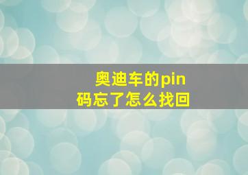 奥迪车的pin码忘了怎么找回