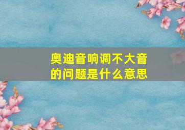 奥迪音响调不大音的问题是什么意思