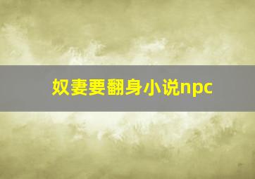 奴妻要翻身小说npc