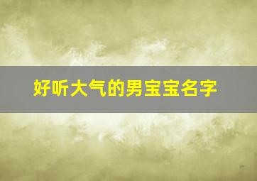 好听大气的男宝宝名字