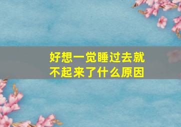 好想一觉睡过去就不起来了什么原因