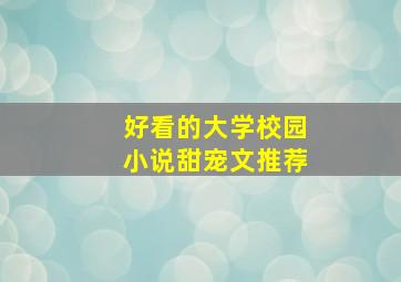 好看的大学校园小说甜宠文推荐