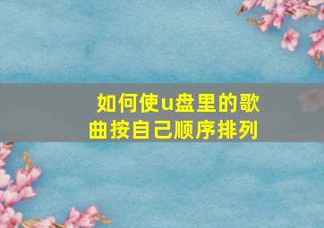 如何使u盘里的歌曲按自己顺序排列