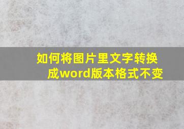 如何将图片里文字转换成word版本格式不变