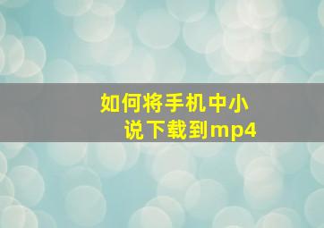 如何将手机中小说下载到mp4