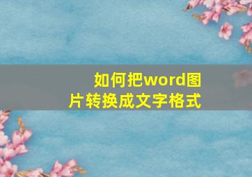 如何把word图片转换成文字格式