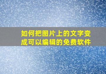 如何把图片上的文字变成可以编辑的免费软件