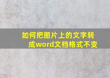 如何把图片上的文字转成word文档格式不变