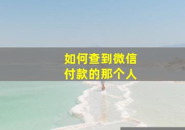 如何查到微信付款的那个人