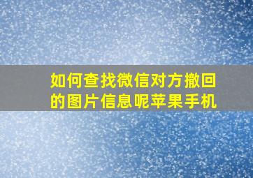 如何查找微信对方撤回的图片信息呢苹果手机