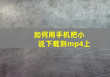 如何用手机把小说下载到mp4上