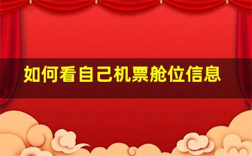 如何看自己机票舱位信息