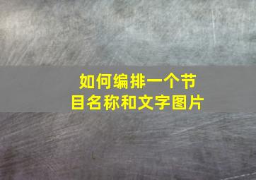 如何编排一个节目名称和文字图片