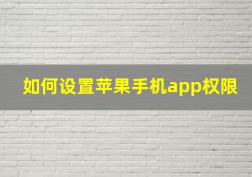 如何设置苹果手机app权限