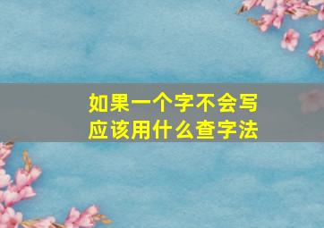 如果一个字不会写应该用什么查字法