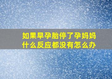 如果早孕胎停了孕妈妈什么反应都没有怎么办